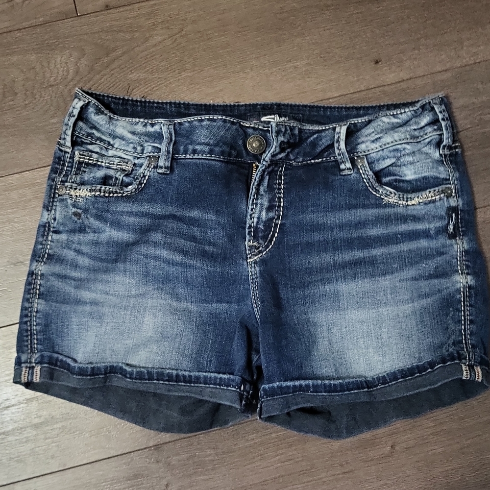 Silver Jeans Dark Blue Jean Shorts